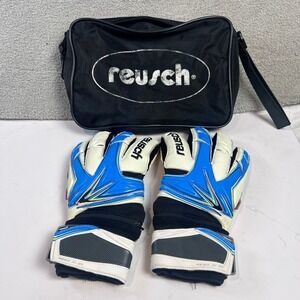 Reusch Keon R1 OT Goalkeeper Gloves Size 10 Blue White Soccer Futbol Ortho w/Bag